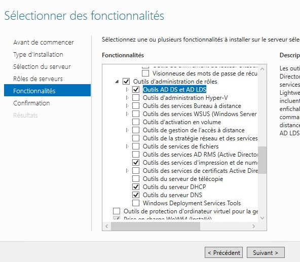 capture de l'installation des outils rsat